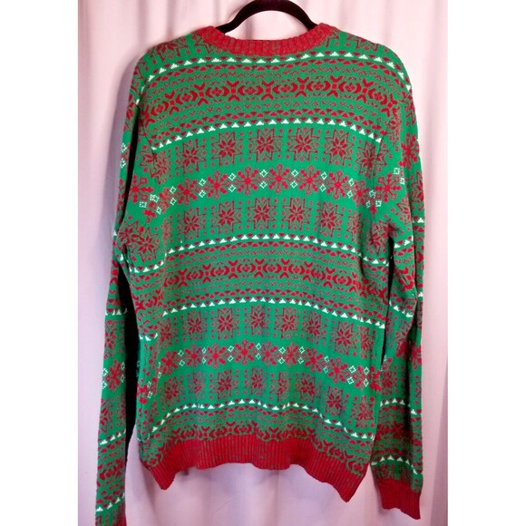 SEXY Santa Christmas Sweater Red & Green Applique Size XL Long Sleeve CUTE - Picture 4 of 5